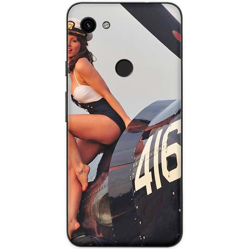 1940s Navy Pin-Up Girl On Corsair Fighter Plane Google Pixel 3a Skin